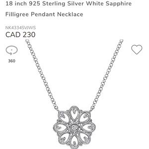 Authentic Gabriel and Co White Sapphire and Sterling Silver Necklace